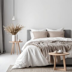 Cozy Minimalist Bedroom Interior with Neutral Tones