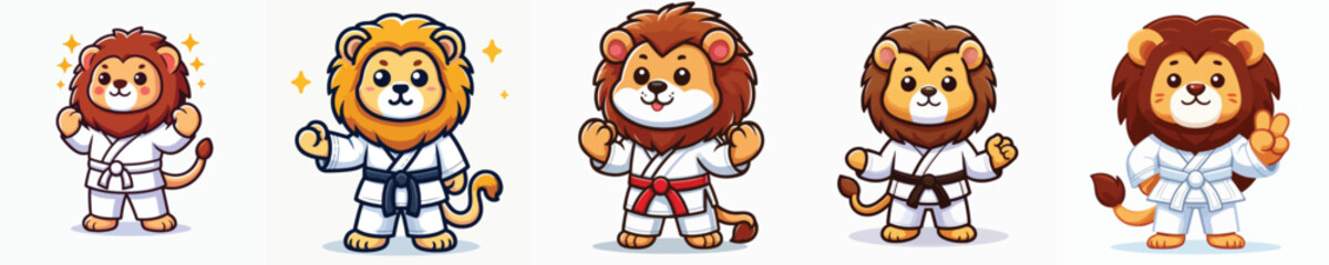 Vector lion wearing karate costume