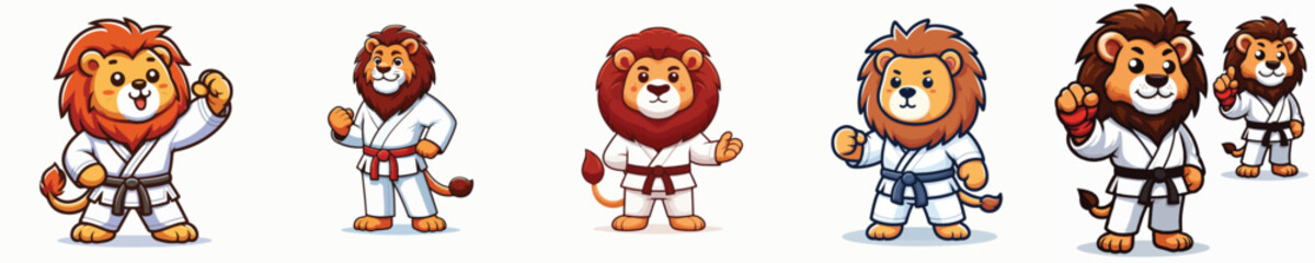 Vector lion wearing karate costume