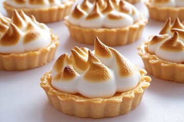 A close-up view of several sweet treats topped with white frosting, perfect for baking or dessert inspiration