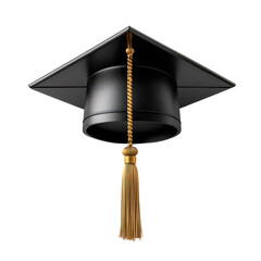 3D graduation cap icon in black with golden tassel isolated on transparent background.png