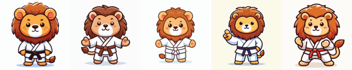 Fototapeta premium Vector lion wearing karate costume