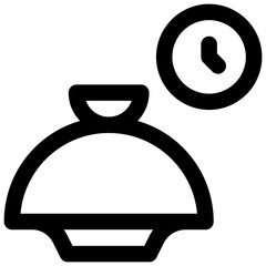 Food delivery time. Editable stroke vector icon.