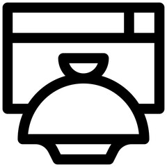 Food delivery website. Editable stroke vector icon.