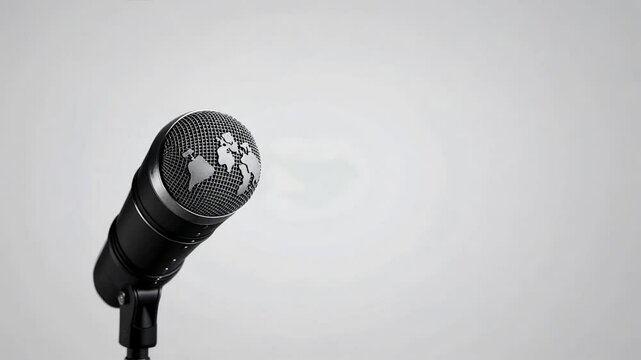 Microphone with a world map carved on it, Open mic, open night, best mic