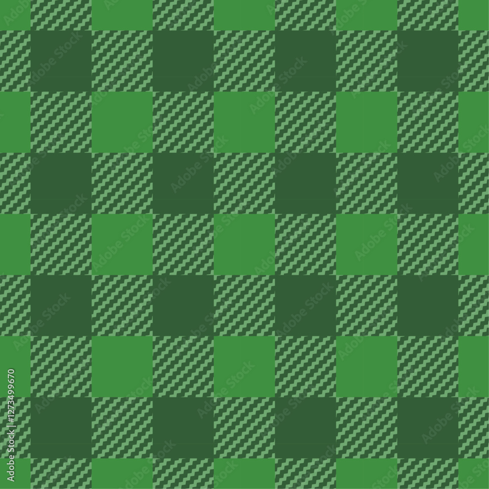 Poster St patricks day background pattern. Seamless buffalo check plaid pattern in green color. Vector design for textile or fabric print, wrapping paper.