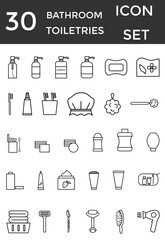 bathroom toiletries icon set, icon, icons, icon sheet, sign, symbol, vector illustration element of toiletries object outline style 