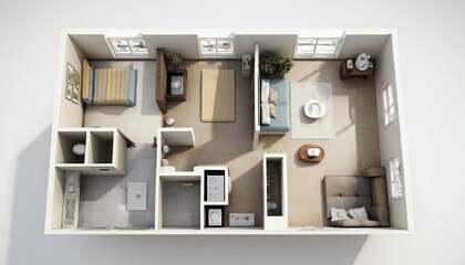 Modern Apartment Floor Plan Top View