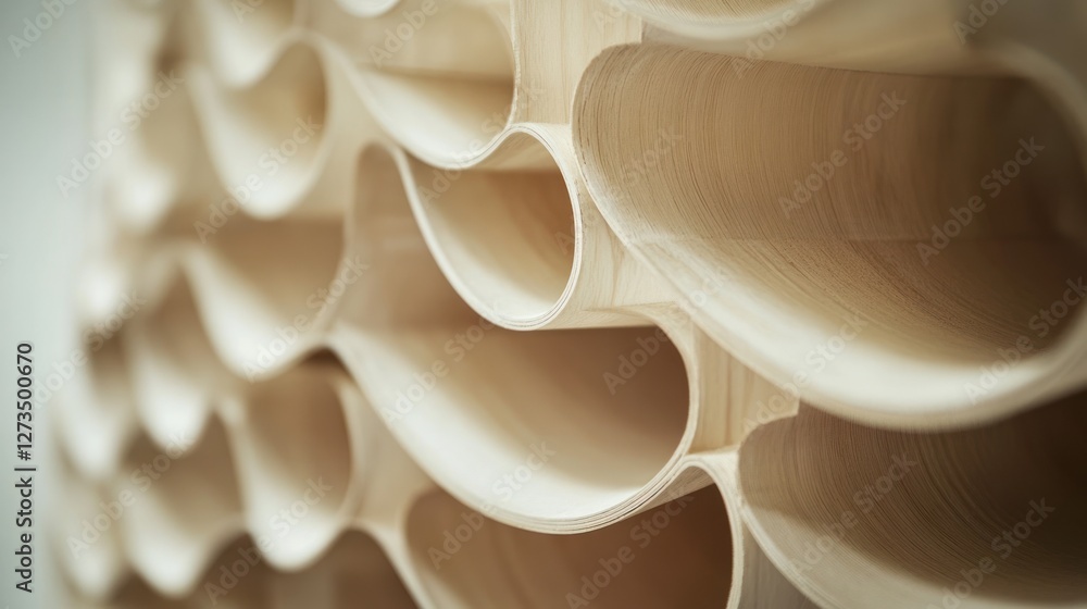 Aufkleber Wavy wooden structure is arranged in rhythmic repeating pattern