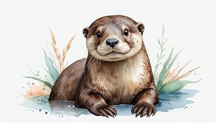 Adorable Otter in Watercolor