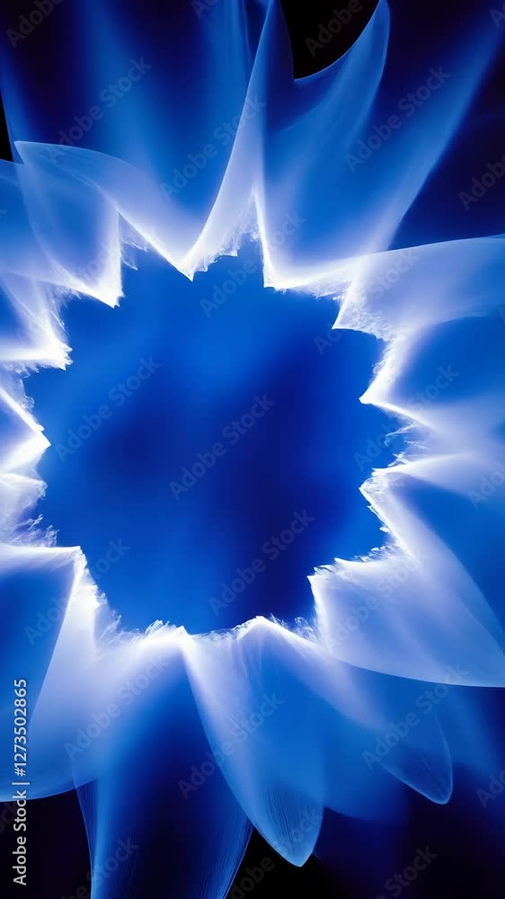 Poster vibrant blue abstract design showcasing intricate patterns and light effects in a dark background du