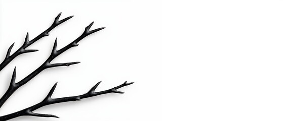 Obraz premium Minimalist Black Branch on a Stark White Background Symbolizing Simplicity and Elegance