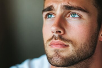 Obraz premium Portrait of a person with bright blue eyes