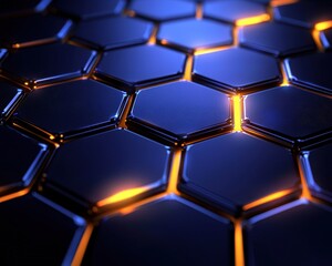 Futuristic abstract surface with glowing hexagonal patterns, perfect for tech-related projects and designs.