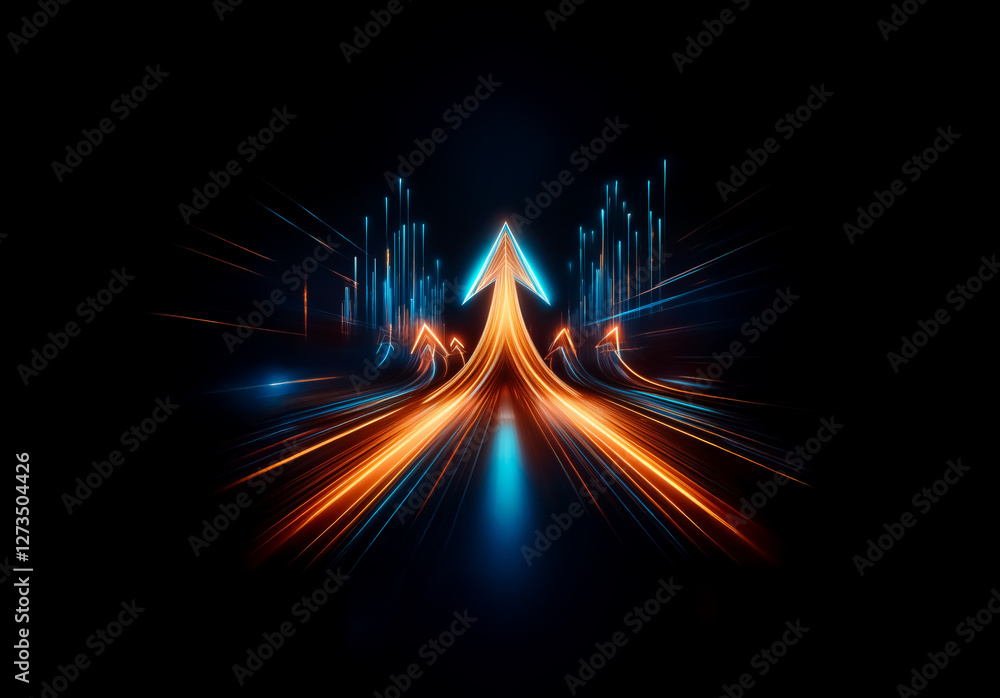 Aufkleber shenzhen, china - unknown date : a vibrant arrow of light streaks upwards, illuminated in dynamic or