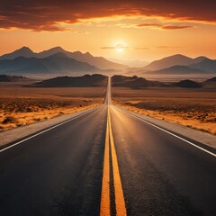 Fototapeta premium Open Road Sunset
