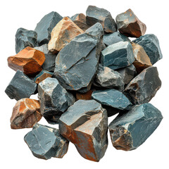 A pile of copper ore rocks with patina isolated on transparent background.png