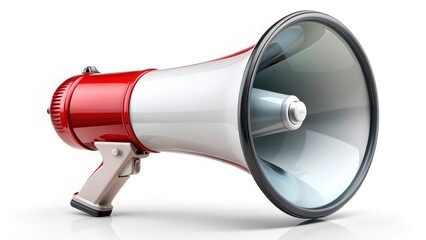 Red and White Megaphone on White Background