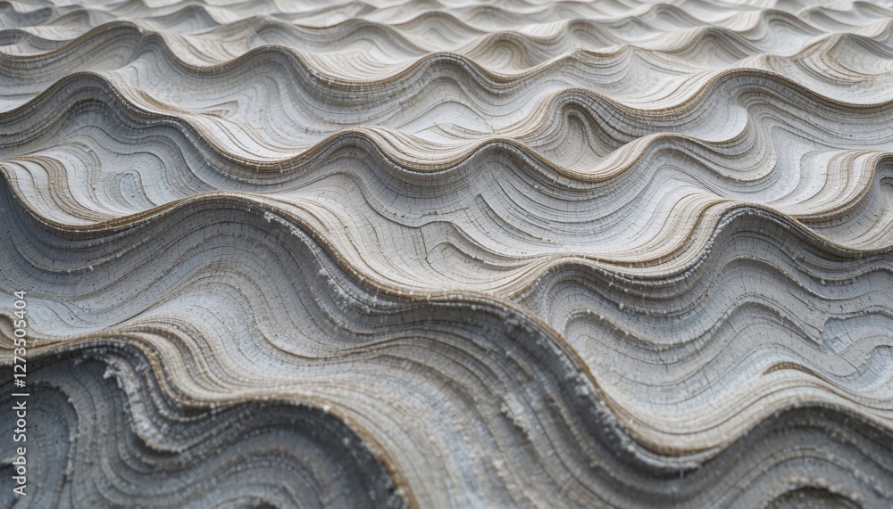 Poster Abstract Wavy Texture. Flowing Patterns in Gray and Brown Hues. Undulating Surface Creates Depth. Soothing Organic Design. Dynamic Lines and Curves. Evokes Movement and Fluidity. Perfect for