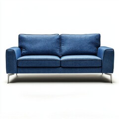 An inviting blue sofa with a distinctive textured pattern, presented on a pristine white background, perfect for illustrating modern home decor and furniture design concepts.