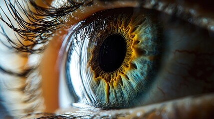 A close-up shot of an individual's eye with details on the iris and pupil © Alena
