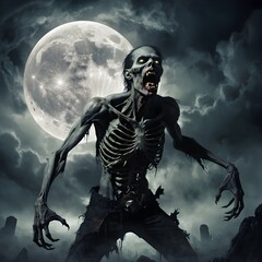 Fototapeta premium Zombie Apocalypse Under the Full Moon