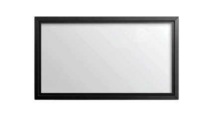 A sleek, modern black metal photo frame with sharp edges, isolated on a transparent background