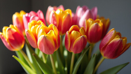 Obraz premium Colorful tulips in sunlight
