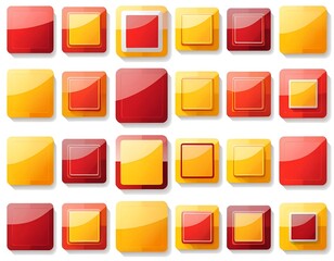 Collection of Red and Yellow Glossy Square Buttons