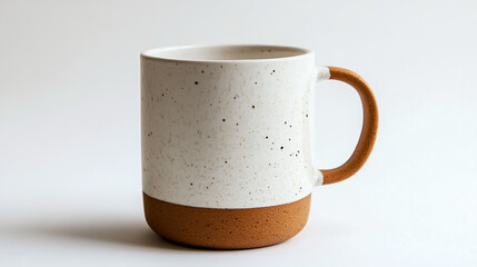 Ceramic coffee mug with minimalist design ideal for branding and product display in high-resolution isolated on a white background.
