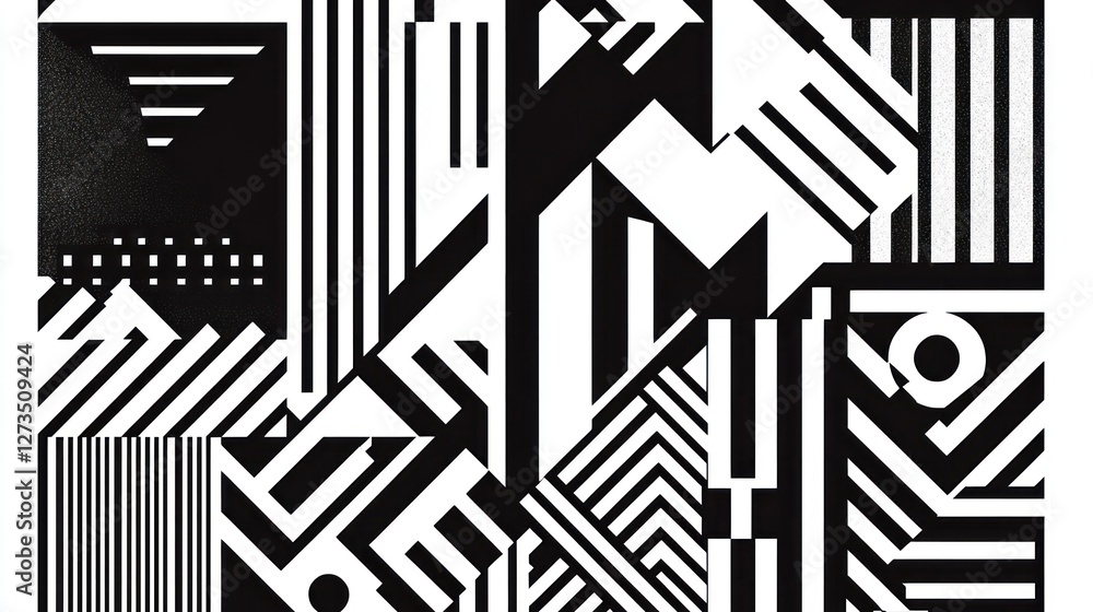 Poster abstract black and white geometric pattern design
