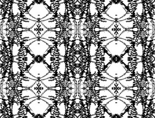 Abstract seamless black and white kaleidoscope pattern background, monochrome ivy leaves and branches effect texture. design for background, rug, wallpaper, clothing, wrap, textile,fabric, embroidery