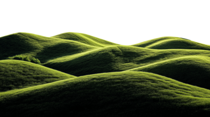 green rolling hills  isolated on transparent white background