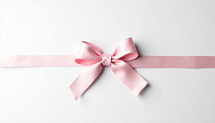 Pink ribbon bow on a white background
