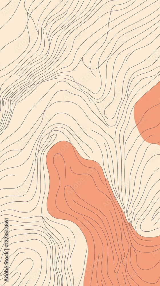 Poster abstract topographic design with flowing lines and shapes