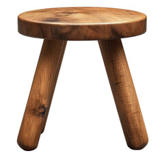 Contemporary wooden stool with round top isolated on transparent background.png