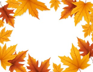 Fototapeta premium Autumn Leaves Frame, White Background