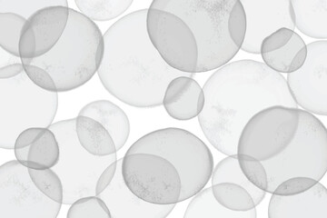 grey bubble watercolor abstract background. Circle shaped hand painted illustration. Design for prints, wall art, decoration, wallpaper, card, and banner.