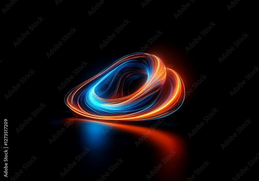 Poster shenzhen, china - unknown date : vibrant abstract shape, swirling with dynamic curves in blue and or
