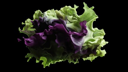 Abstract swirling purple and green lettuce splash