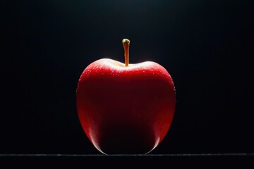 Obraz premium Red apple on dark surface for health, diet, nutrition concepts & education visuals