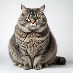 Obraz premium Fluffy Gray Tabby Cat Sitting