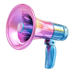 Iridescent 3D megaphone icon isolated on transparent background.png