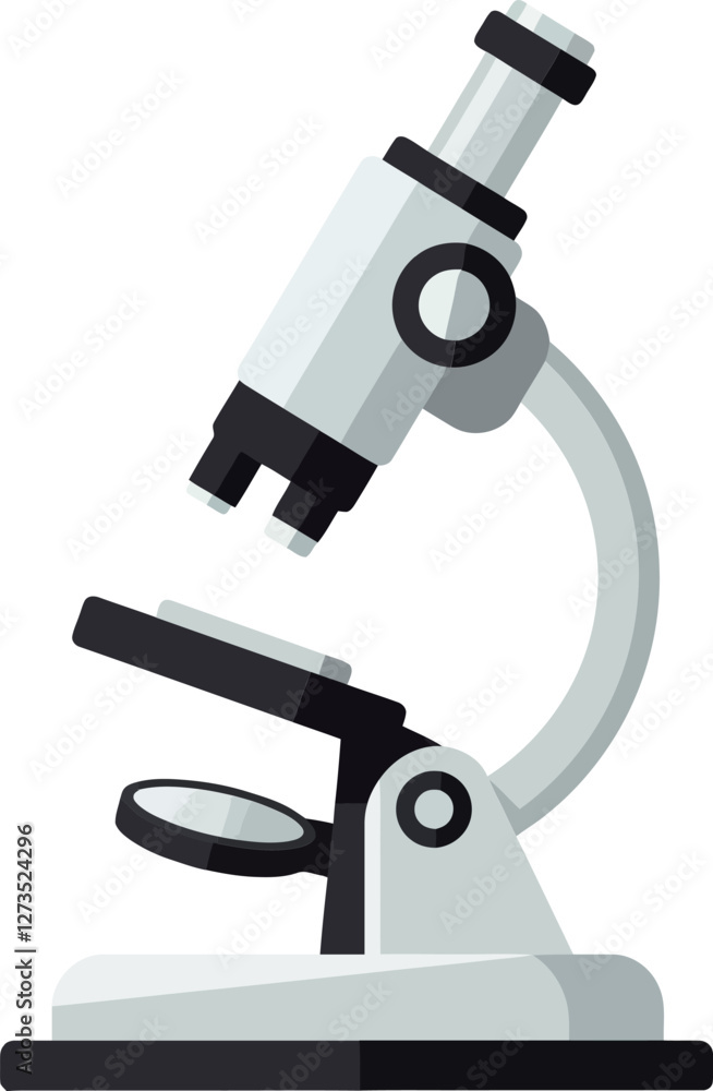 Poster microscope design with detailed elements in flat vector art style vector art