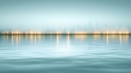 Obraz premium City Skyline Reflected in Calm Water at Dawn