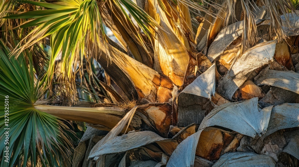 Poster palm tree trunk texture detailed closeup view