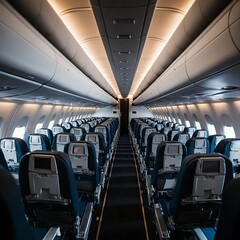Empty Airplane Cabin Interior