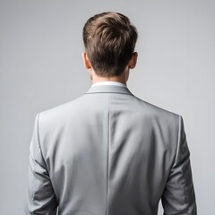 Man in Grey Suit - Back View
