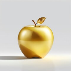Golden Apple on White Background