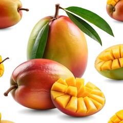 Juicy Mangoes with Leaves